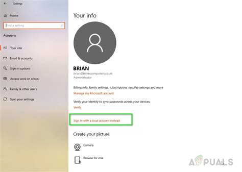microsoft konto settings.